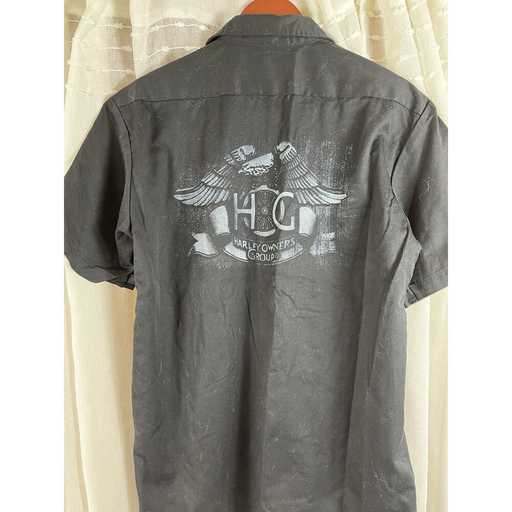 Harley Davidson Men’s Black Button Up Garage Biker Mechanic Shirt Sz M VGUC
